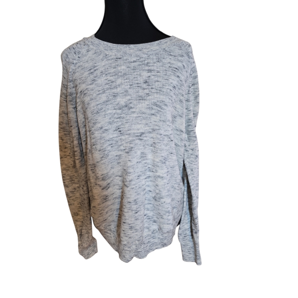 Lane Bryant Light Gray Long Sleeve Marled Crew Neck Sweater 14